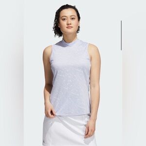 NWT $60 Adidas Jacquard Primeblue Sleeveless Mock Neck Polo Shirt